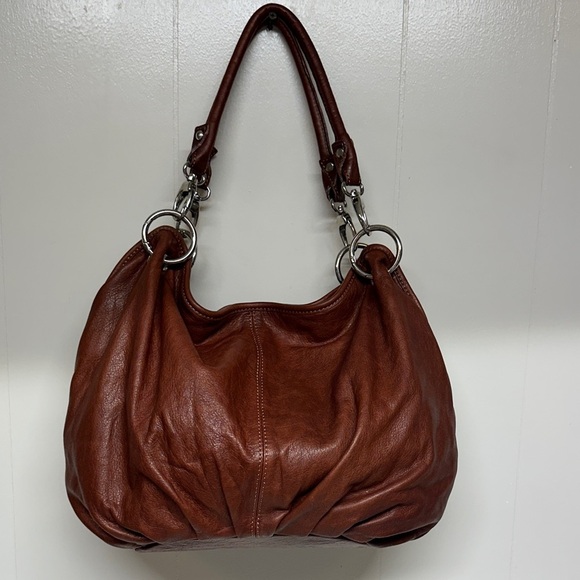 Vera Pelle Vintage Rich Brown Leather Hobo Bag From Italy - Picture 1 of 15